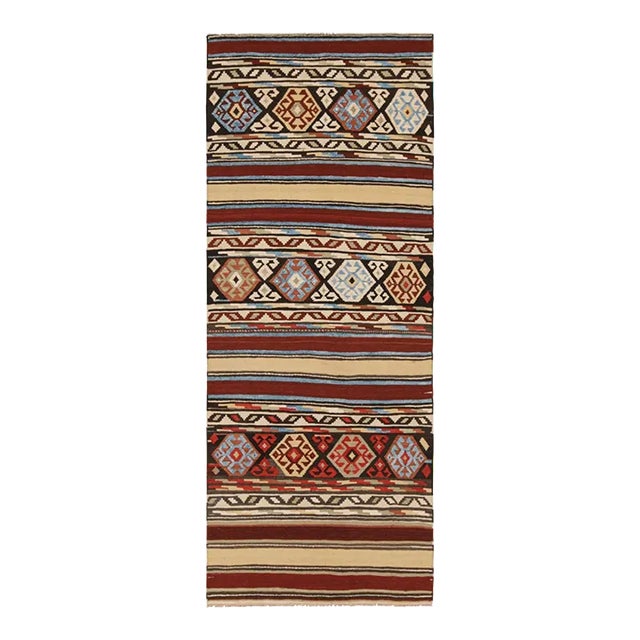 1950s Vintage Shahsavan Persian Kilim in Stripes & Geometric Patterns From Rug & Kilim For Sale