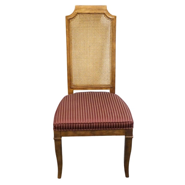 Italian Drexel Heritage Solid Pecan Italian Style Cane Back Dining Side Chair For Sale - Image 3 of 10