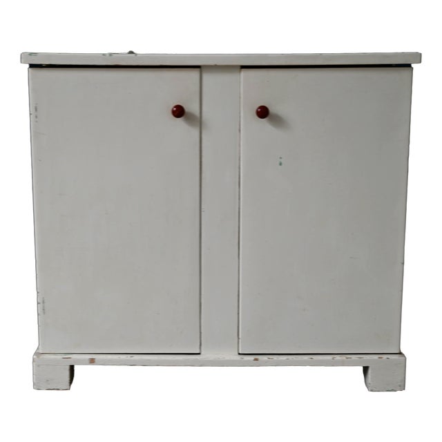 Art Deco Retro Cabinet with Painted Wooden Shelves, 1940s For Sale