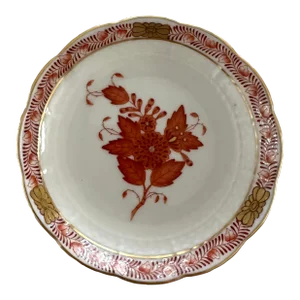 1990s Herend Orange Chinese Bouquet Round Trinket Dish