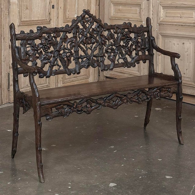 19th Century French Black Forest Carved Oak Hall Bench For Sale - Image 4 of 18