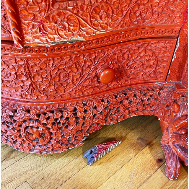 1850 Anglo Indian Sideboard or Dry Bar Cabinet Painted Cinnabar Red For Sale - Image 12 of 12