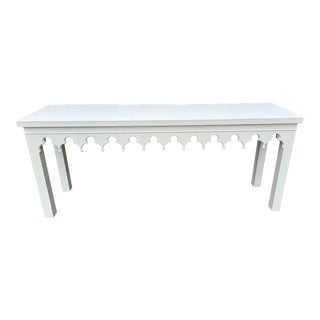 Fabulous White Console Table With Decorative Apron For Sale