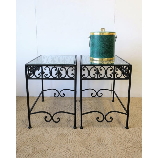 Black Metal and Glass Outdoor Patio End Tables a Pair Chairish