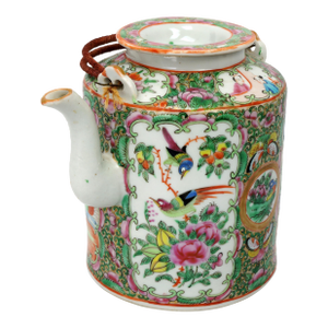 Chinese 19th Century Rose Mandarin Teapot Circa 1840