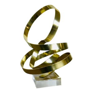 Dan Murphy (B.1942 Chicago) Gold Toned Ribbon Sculpture Dated 1986