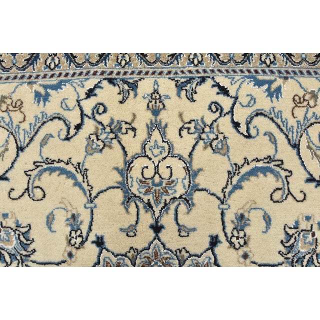 Ivory Nain Rug 6’4” X 6’10” Ivory Wool Vintage Traditional Hand-Knotted Carpet For Sale - Image 8 of 14