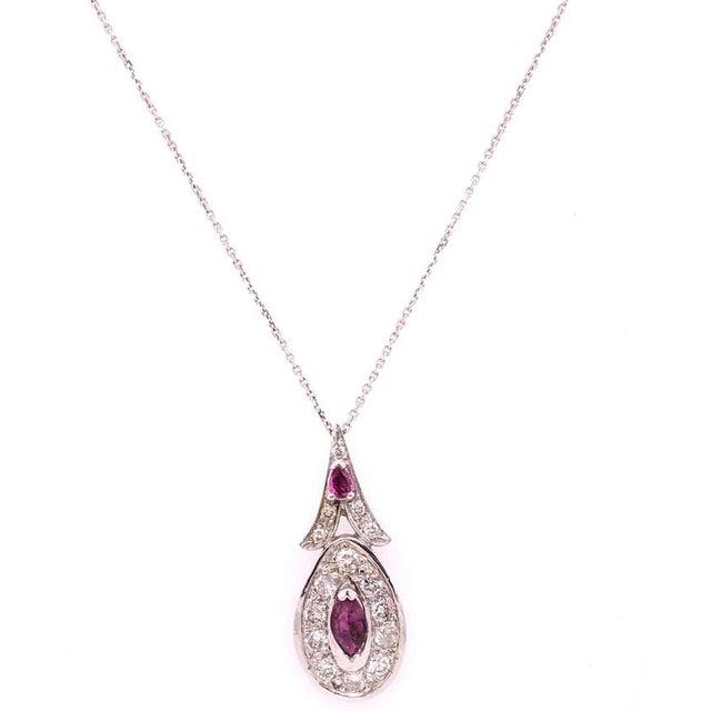 2010s 14 Karat White Gold Necklace With Diamond and Ruby Pendant 1.25 TDW For Sale - Image 5 of 7