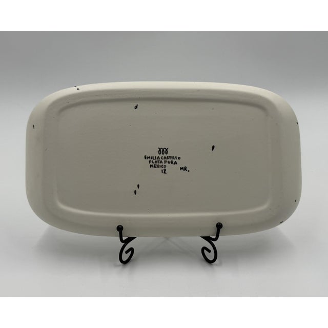 Metal 1980s Emilia Castillo Porcelain & Pure Silver Serving Platter, Mexican Modernism For Sale - Image 7 of 18