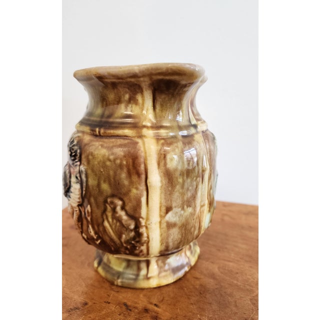19th Century Majolica Jug With Birds and Bamboo Handle For Sale In New York - Image 6 of 10