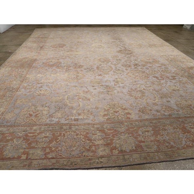 Galerie Shabab Collection Early 20th Century Turkish Oushak Large Carpet For Sale In New York - Image 6 of 8