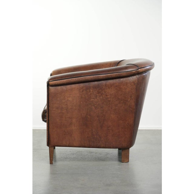 Art Deco Sheepskin Club Armchair with Black Piping For Sale - Image 5 of 14