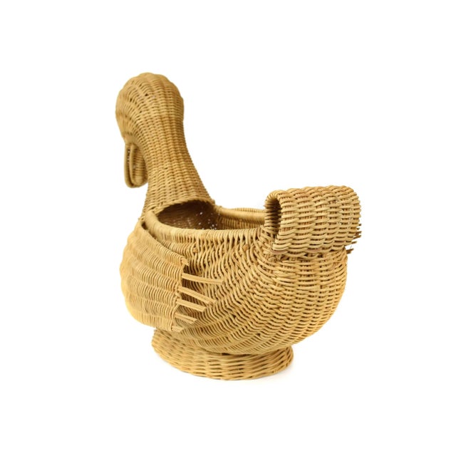 Mid 20th Century Mid 20th Century Hand Woven Duck Bird Basket For Sale - Image 5 of 10