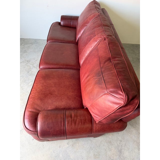 Vintage Hancock & Moore English Style Red Leather 3-Seater Sofa For Sale - Image 12 of 12