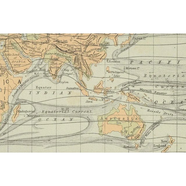 Antique Charts of the World Physical, 1884 For Sale - Image 4 of 13