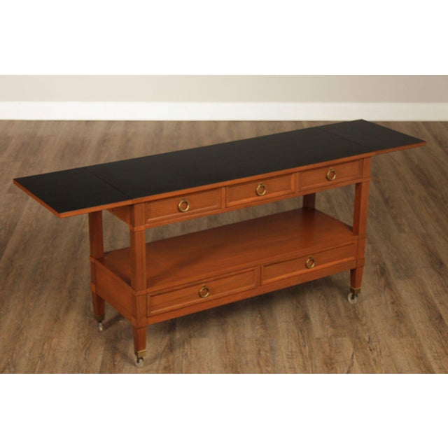 Mid-Century Modern Baker Furniture Milling Road Directoire Style Walnut Rolling Server For Sale - Image 3 of 18