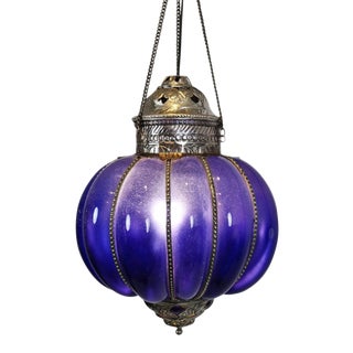 Vintage Blue Pumpkin Lantern For Sale