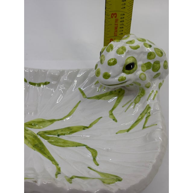 Green 1970s Handpainted Ceramic Frog Soap Tray -Made in Italy For Sale - Image 8 of 10