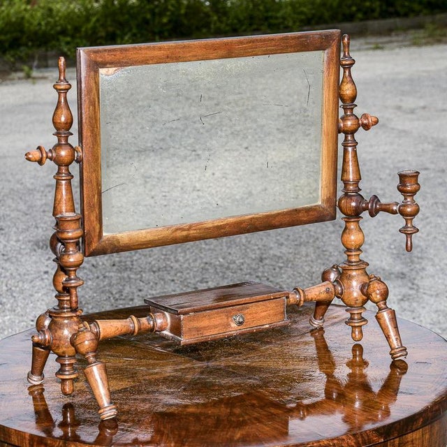 Tilting Free-Standing Dressing Table Mirror with Candleholder, 1800s For Sale - Image 3 of 9
