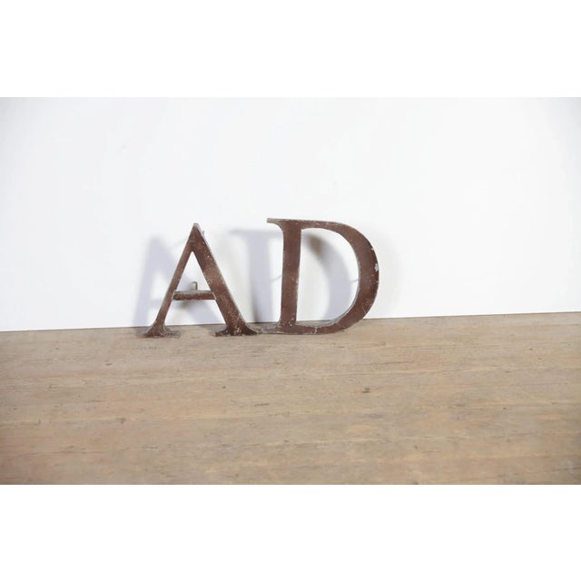 1950s Vintage Metal Letter Sign A, Former Czechoslovakia, 1940s, Set of 2 For Sale - Image 5 of 8