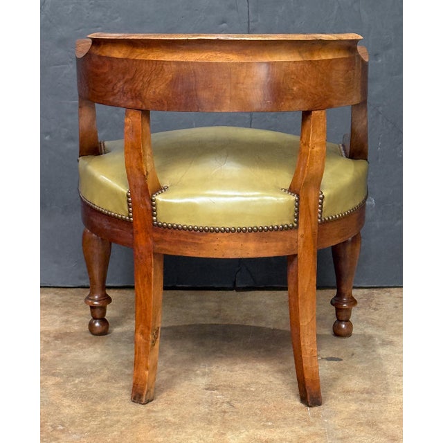 Louis Philippe Desk Armchair or Fauteuil De Bureau of Leather and Turned Walnut For Sale In Austin - Image 6 of 15