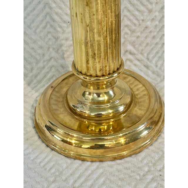 Late 20th Century Vintage Solid Brass Neoclassical Column Style Candlestick Holders - A Pair For Sale - Image 5 of 9