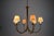 Large Brass Six-Arm Chandelier with Fabric Shades, Germany, 1970s For Sale - Image 4 of 10