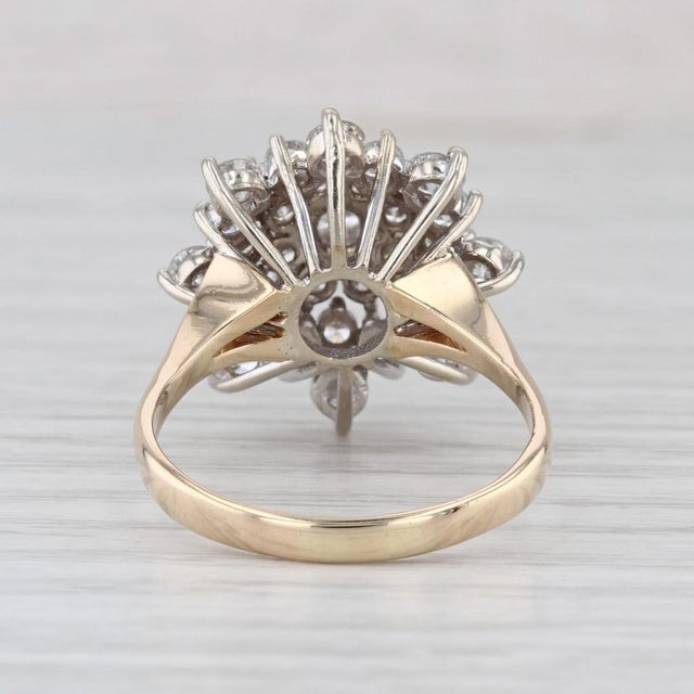 Mid 20th Century 2.50ctw Diamond Cluster Engagement Ring 14k Yellow White Gold Size 11.25 For Sale - Image 4 of 8