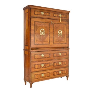 Antique Louis XVI French Veneered Inlaid Escritoire Secretary Desk For Sale