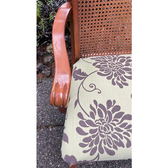 Chestnut Virginia House Colonial Revival Oak Cane-Back Armchair, C. 1930s For Sale - Image 8 of 15