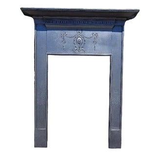 Antique Edwardian Cast Iron Mantel Surround with Classical Decoration For Sale