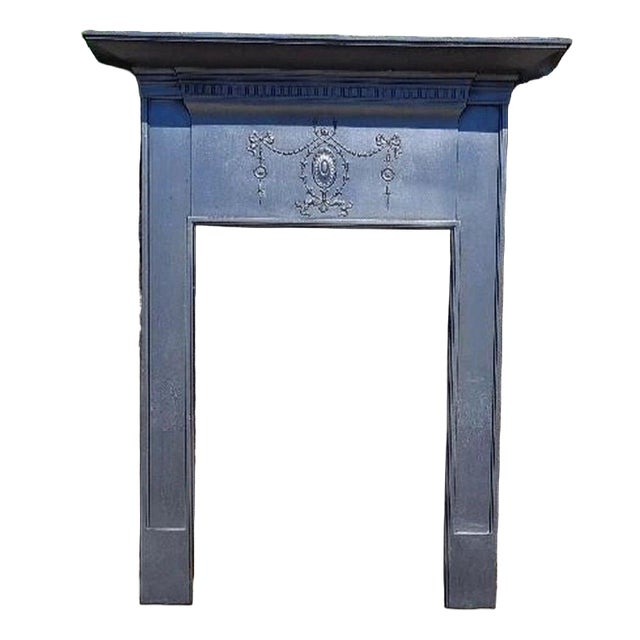 Antique Edwardian Cast Iron Mantel Surround with Classical Decoration For Sale
