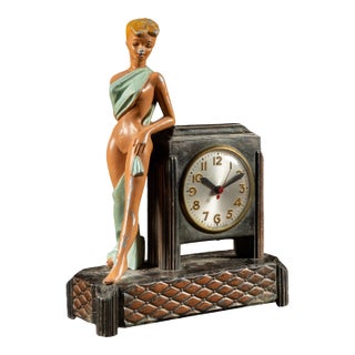Art Deco Figural Electric Mantel Clock by Sessions For Sale
