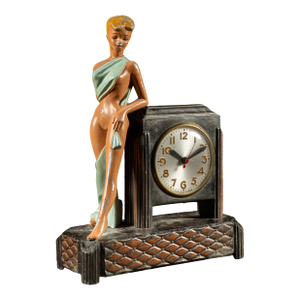 Art Deco Figural Electric Mantel Clock by Sessions