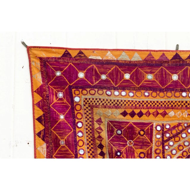 19th Century Royal Antique Silk Kutch Wall Tapestry For Sale - Image 5 of 9