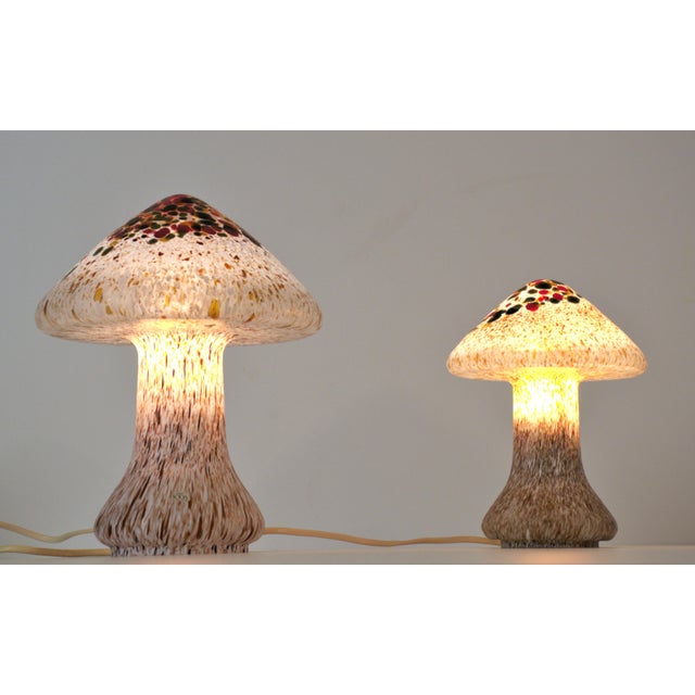 Swedish Artglass Mushroom Shaped Table Lamps by Monica Backström for Kosta Boda, 1970s, Set of 2 For Sale - Image 9 of 9
