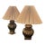 1980s Regency Style Brass Table Lamps With Shades - a Pair For Sale