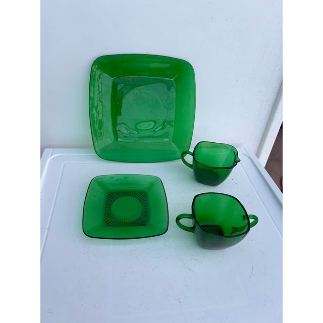 Mid Century ,1940 Pressed depression glass set. Made by Fire King Anchor Hocking. Create a great Christmas holiday Dessert...