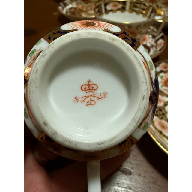 1860s Royal Crown Derby Imari Pattern Cups and Saucers by Stevenson & Hancock - Set of 10 For Sale - Image 10 of 18