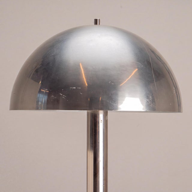 Modernist Mushroom Floor Lamp in Polished Aluminum For Sale - Image 4 of 6