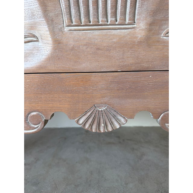1980's Vintage French Provincial Carved Wood Two-Drawer Nightstand For Sale - Image 17 of 18
