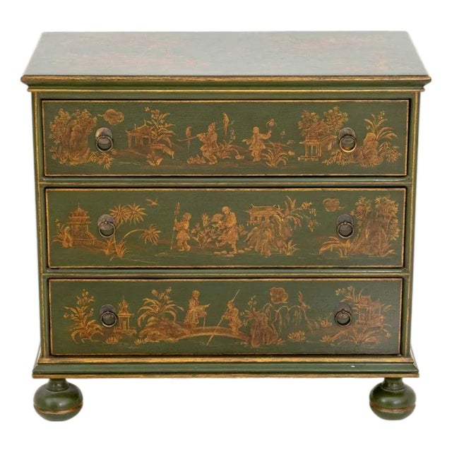 Mid 20th Century William & Mary Style Green Chest of Drawers For Sale