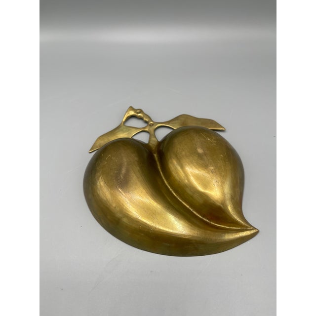 Vintage Solid Brass Double Leaf Divided Serving Dish Tray For Sale - Image 6 of 6