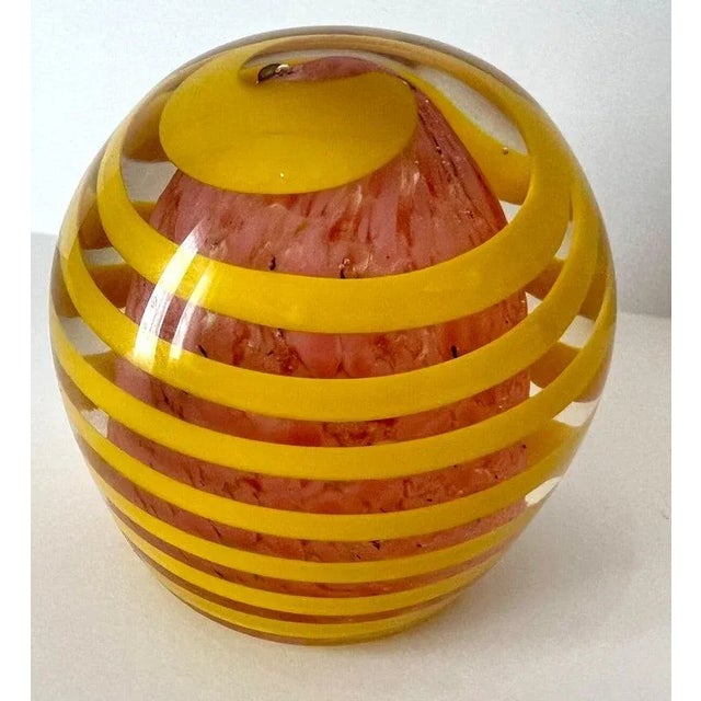 Yellow Swirl Art Glass Paperweight For Sale In Los Angeles - Image 6 of 11
