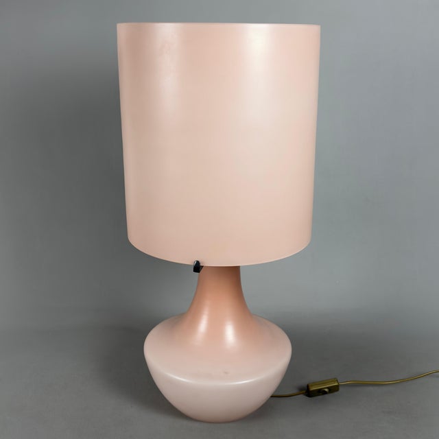 Large Vintage Opal Glass Pink Table Lamp Bohemia Crystalex, 1970s For Sale - Image 4 of 15