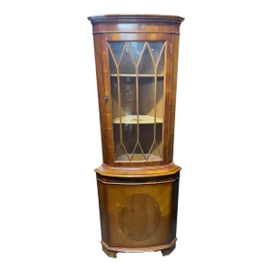 Vintage English Mahogany Corner Display Cabinet