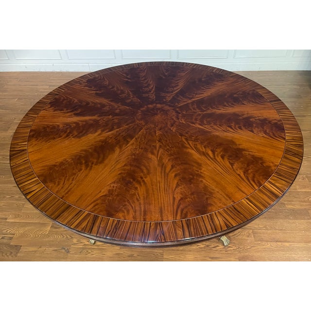 Large Round Crotch Mahogany Dining Table by Leighton Hall - Made to Order For Sale In Atlanta - Image 6 of 9