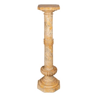 Italian Carved Alabaster Column Pedestal, Circa 1900 For Sale