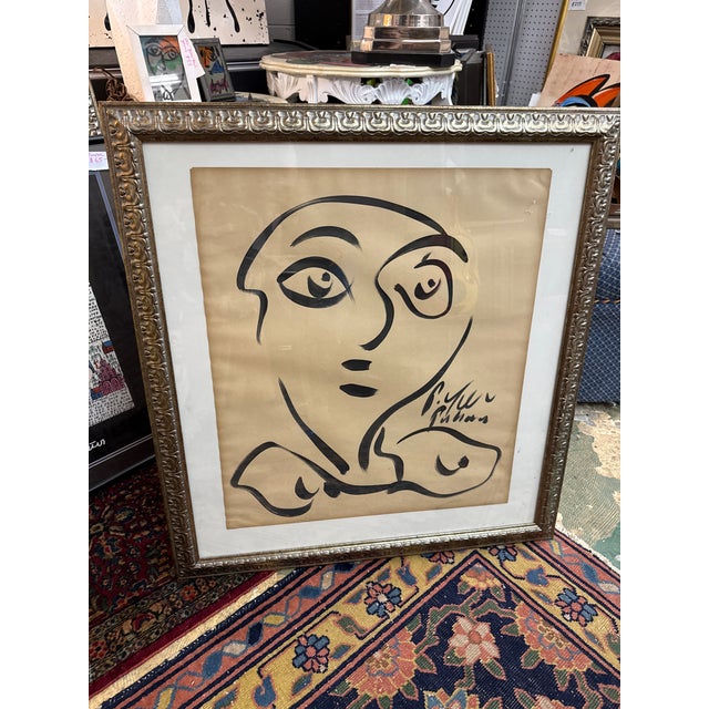 Fantastic Original Peter Keil Abstract Portrait Painting. This beautiful piece circa 1970s depicts a portrait in black and...