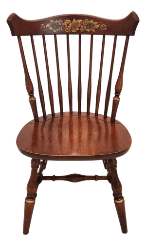 Vintage MCM Lambert Hitchcock Windsor Maple Gold Stenciled Fan Top Comb Back Chair